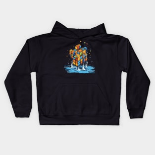 Rainbow Abstraction melted rubix cube Kids Hoodie